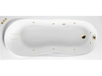 Акриловая ванна Excellent Sekwana Smart Nano 170x75 см, встраиваемая, с гидромассажем, белая, с каркасом, со сливом-переливом, фурнитура золото