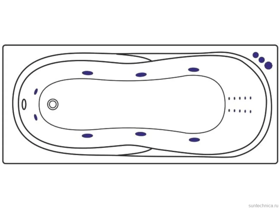 Акриловая ванна Excellent Sekwana Smart Nano 170x75 см, встраиваемая, с гидромассажем, белая, с каркасом, со сливом-переливом, фурнитура золото