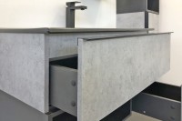 Мебель для ванной комнаты Comforty Франкфурт 90 бетон светлый, черная раковина