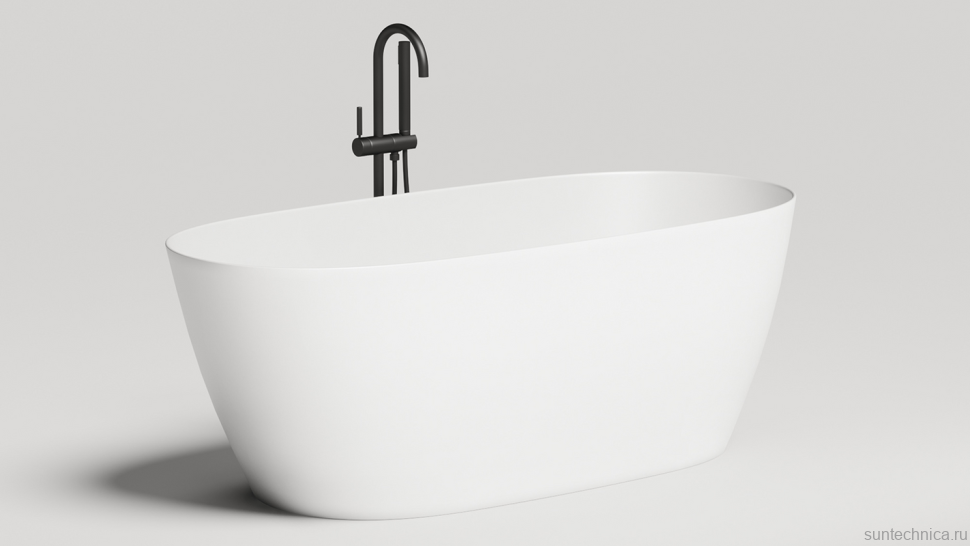 Ванна из искусственного камня Salini Sofia S-Sense 165x75 см, отдельностоящая, белая, овальная, с донным клапаном