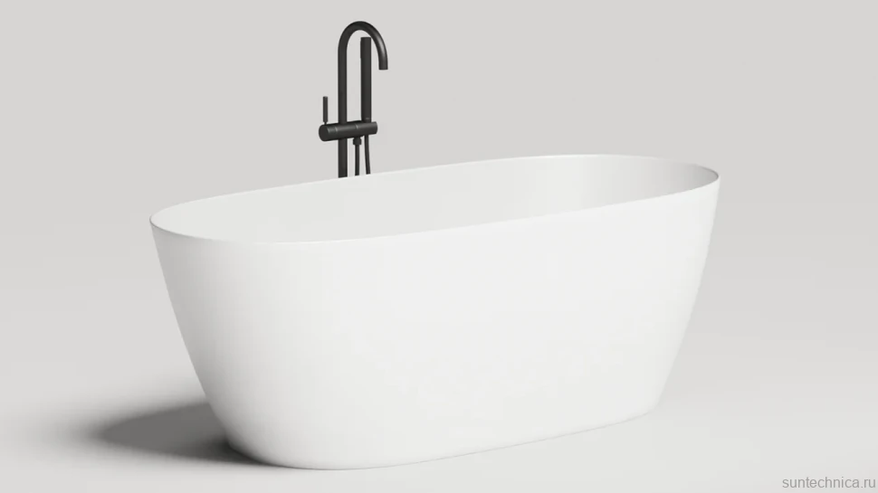 Ванна из искусственного камня Salini Sofia S-Sense 165x75 см, отдельностоящая, белая, овальная, с донным клапаном