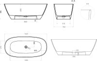 Ванна из искусственного камня Salini Sofia S-Sense 165x75 см, отдельностоящая, белая, овальная, с донным клапаном