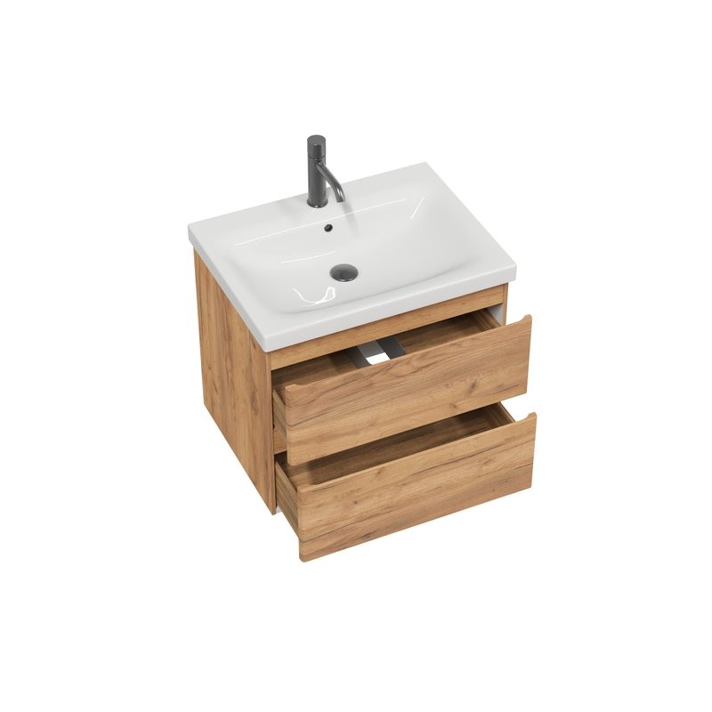 Мебель для ванной комнаты SanStar Riana 60 подвесная, дуб крафт золотой, раковина Moduo 60