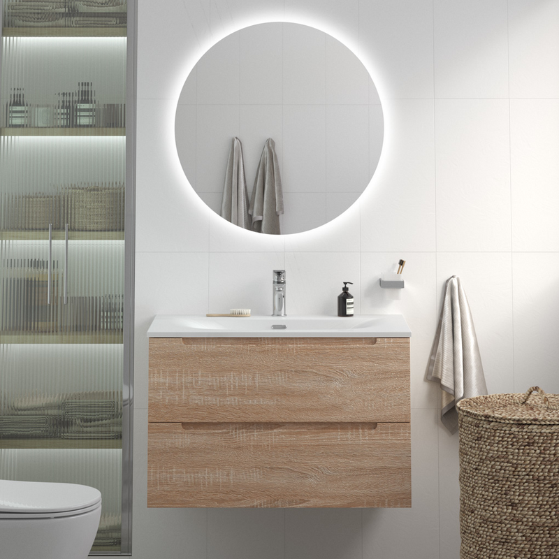 Тумба с раковиной BelBagno Etna 90 rovere bianco, раковина BB-8099-90