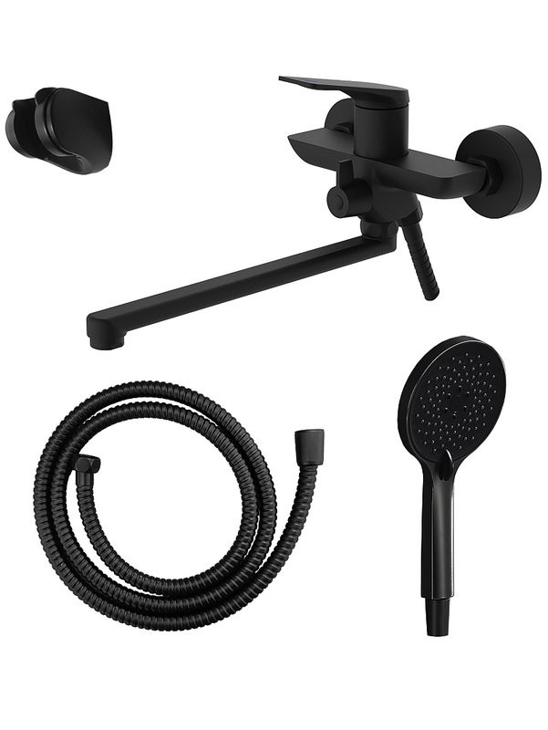 Смеситель с длинным изливом для ванны AZARIO Lursy AZ-K1749B черный матовый