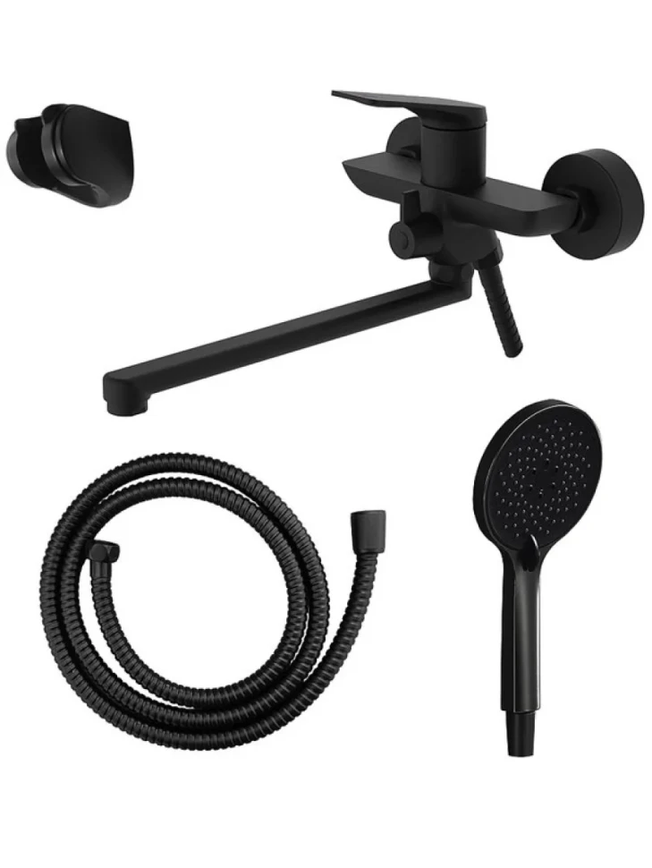 Смеситель с длинным изливом для ванны AZARIO Lursy AZ-K1749B черный матовый