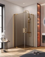 Душевой уголок Cezares Slider A 2 100/110 BR BORO профиль брашированное золото, стекло бронза