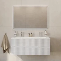 Тумба с раковиной Cezares Duet 120 ясень белый софт, раковина Cezares CZR-8073-120-1-2