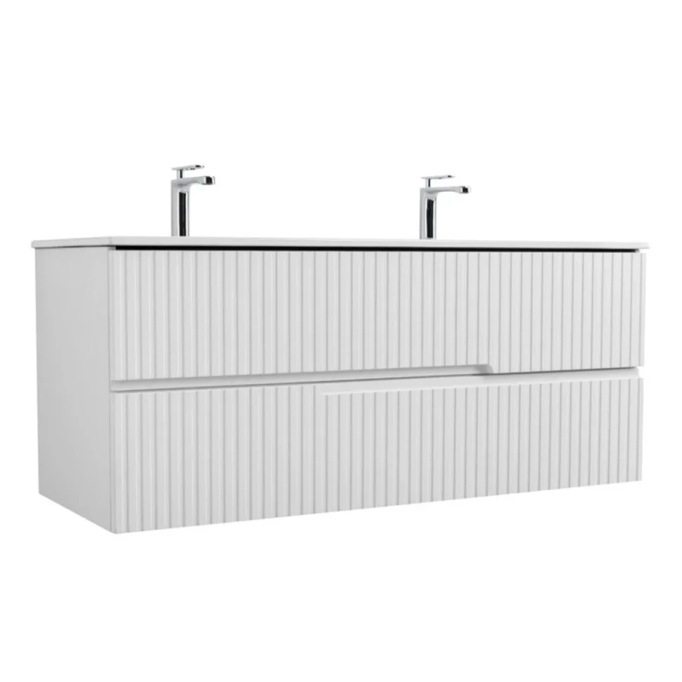 Тумба с раковиной Cezares Duet 120 ясень белый софт, раковина Cezares CZR-8073-120-1-2