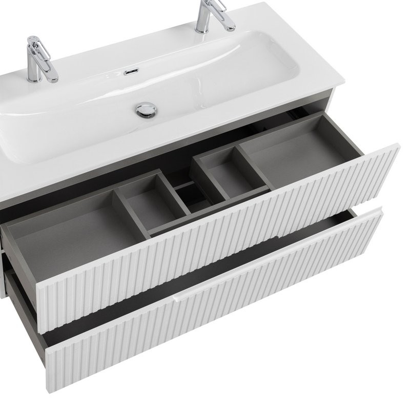 Тумба с раковиной Cezares Duet 120 ясень белый софт, раковина Cezares CZR-8073-120-1-2