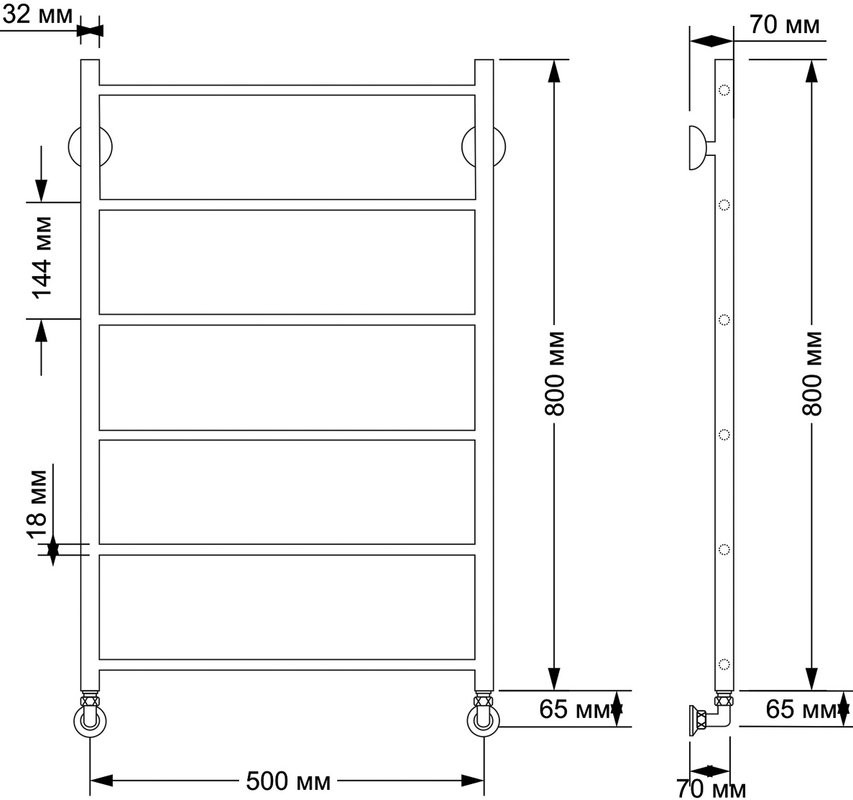 Полотенцесушитель водяной Secado Триада 1 85x55 см, бронза, лесенка, латунь
