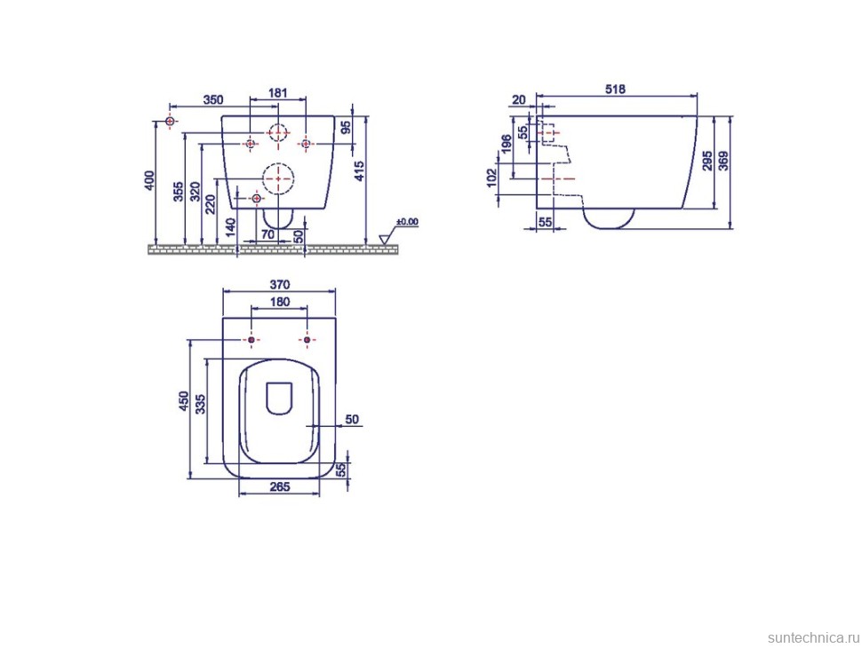 Унитаз подвесной Boheme Zen 967-SET безободковый, с микролифтом, luna