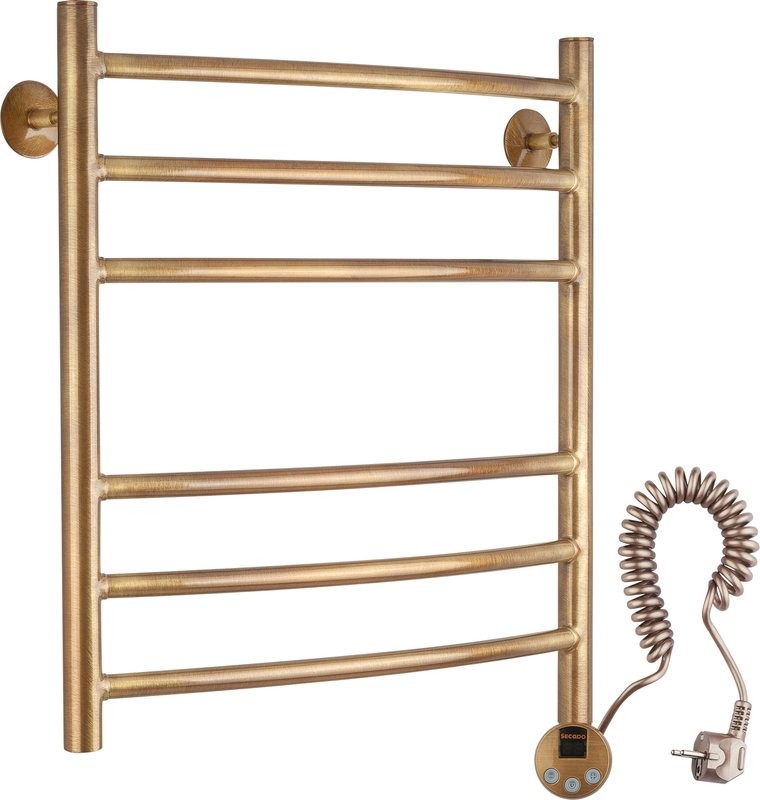 Полотенцесушитель электрический Secado Милан 3 65x55 см, подключение справа, бронза, лесенка, латунь