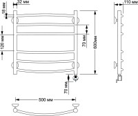 Полотенцесушитель электрический Secado Милан 3 65x55 см, подключение справа, бронза, лесенка, латунь