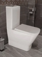 Унитаз-компакт напольный AZARIO Joy AZ-2168-UQ3 безободковый, с микролифтом, глянцевый белый