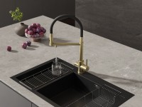 Смеситель для кухни Cersanit Zen 68251 с гибким изливом, золотой сатин, черный
