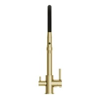 Смеситель для кухни Cersanit Zen 68251 с гибким изливом, золотой сатин, черный