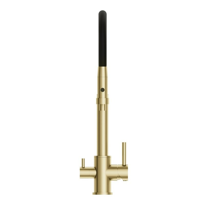 Смеситель для кухни Cersanit Zen 68251 с гибким изливом, золотой сатин, черный