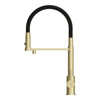 Смеситель для кухни Cersanit Zen 68251 с гибким изливом, золотой сатин, черный