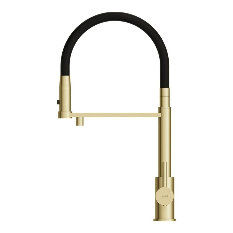 Смеситель для кухни Cersanit Zen 68251 с гибким изливом, золотой сатин, черный