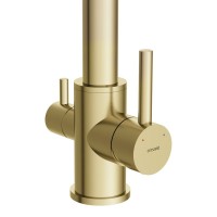 Смеситель для кухни Cersanit Zen 68251 с гибким изливом, золотой сатин, черный