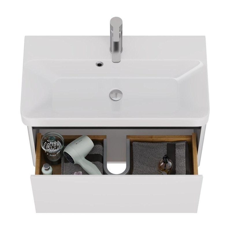 Тумба с раковиной Dreja Luxury 70 подвесная, матовая белая