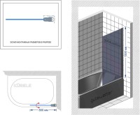 Шторка на ванну Kubele DE020 DE020P601-CLN-MT- 80х150 150х80, профиль матовый хром