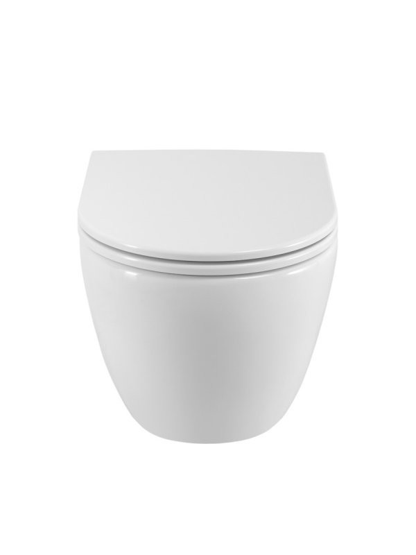 Унитаз подвесной BelBagno Compatto BB003CH-TOR/SC безободковый, с микролифтом, глянцевый белый