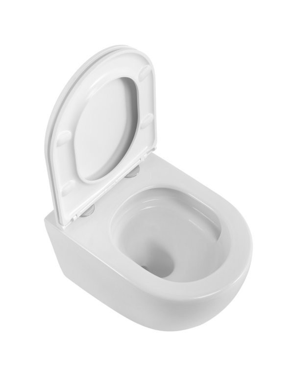 Унитаз подвесной BelBagno Compatto BB003CH-TOR/SC безободковый, с микролифтом, глянцевый белый