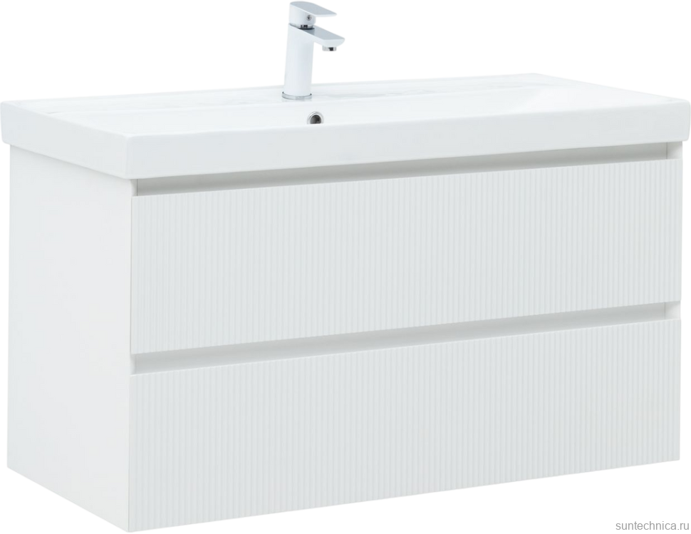 Тумба с раковиной Aquanet Альтера 100 подвесная, белая матовая