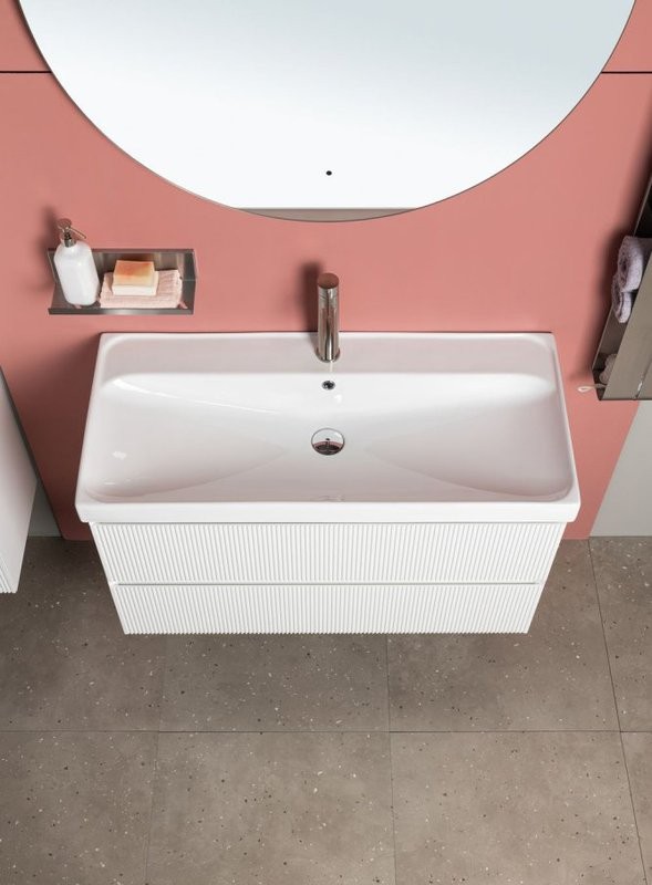 Тумба с раковиной Aquanet Альтера 100 подвесная, белая матовая