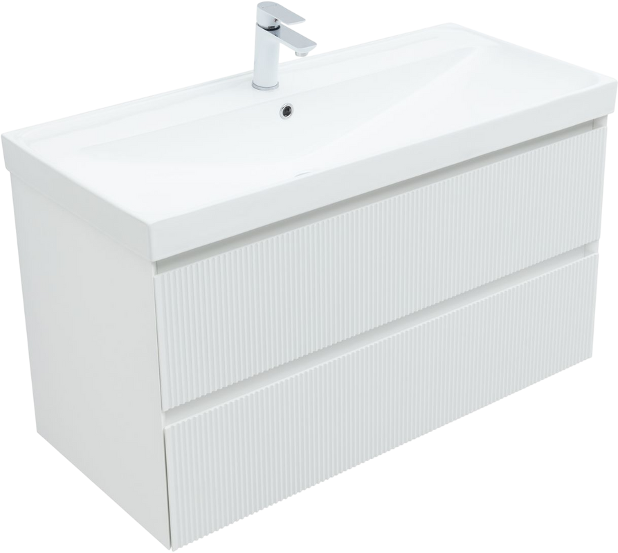 Тумба с раковиной Aquanet Альтера 100 подвесная, белая матовая