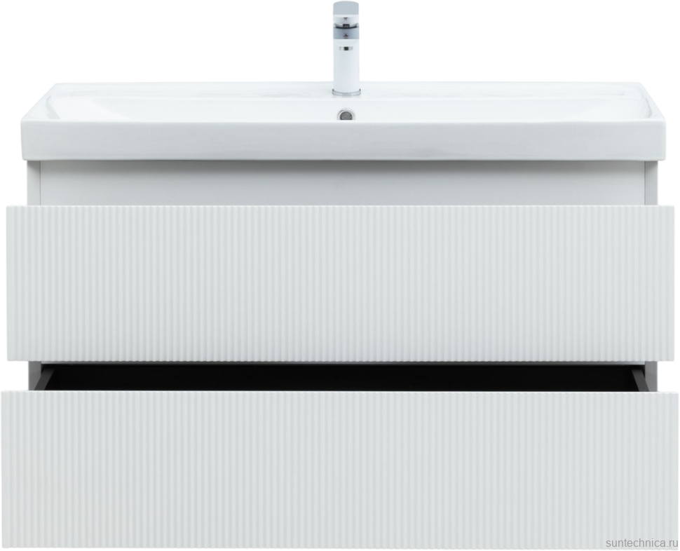 Тумба с раковиной Aquanet Альтера 100 подвесная, белая матовая