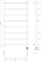 Полотенцесушитель электрический Secado Мерида 1 К 105x55 см, подключение справа, глянцевый хром, лесенка