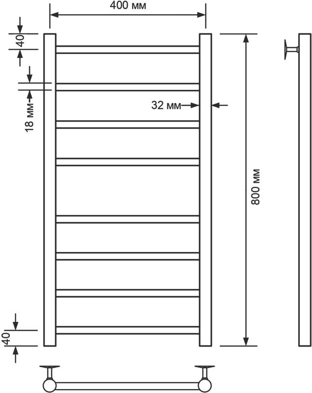 Полотенцесушитель водяной Comfysan Luce W-8 80х40 80x45 см, хром, лесенка