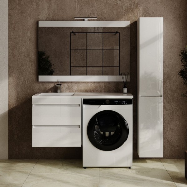 Мебель для ванной комнаты Style Line Даллас Леон 120 L Люкс Plus подвесная, белая, для стиральной машины