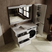 Мебель для ванной комнаты Style Line Даллас Леон 120 L Люкс Plus подвесная, белая, для стиральной машины