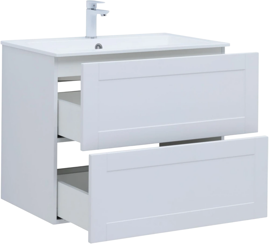 Тумба с раковиной Aquanet Терра 80 подвесная, белая матовая