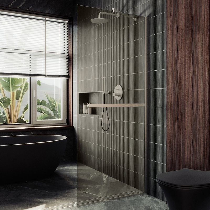 Душевая перегородка Maybahglass MGD-715-5ш 119 см, профиль хром матовый, стекло бронза