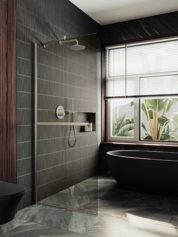 Душевая перегородка Maybahglass MGD-715-5ш 119 см, профиль хром матовый, стекло бронза