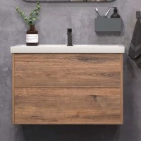 Тумба с раковиной SanStar Siva 80 подвесная, дуб веллингтон табак, раковина Фостер