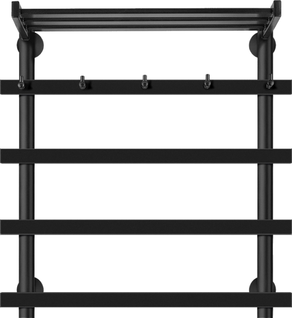 Полотенцесушитель водяной Secado Понтида 1 КСП 60x60 см, матовый черный, лесенка, с полкой