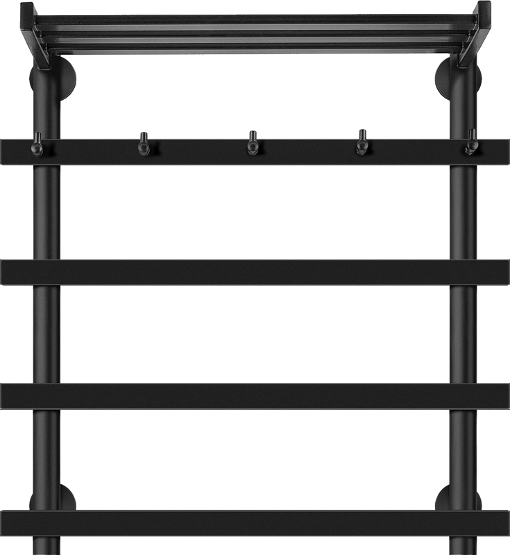 Полотенцесушитель водяной Secado Понтида 1 КСП 60x60 см, матовый черный, лесенка, с полкой