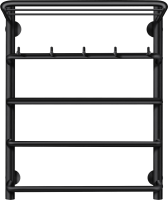 Полотенцесушитель электрический Secado Мерида 1 КСП 60x50 см, подключение слева, матовый черный, лесенка, с полкой