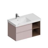 Тумба с раковиной KERAMA MARAZZI Cubo 90, левая мальва матовая, структурированный орех