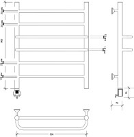Полотенцесушитель электрический Secado Триест 4603777471101 60x50 см, подключение слева, матовый черный, лесенка