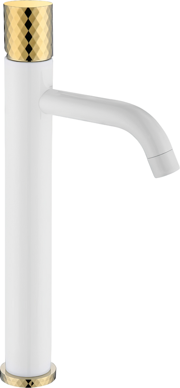 Смеситель для раковины Boheme Stick 122-WG white diamond gold