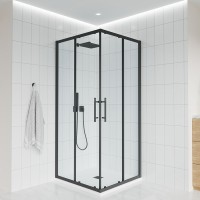 Душевой уголок Veconi Evo 300 B 100х90 см, профиль матовый черный, стекло прозрачное