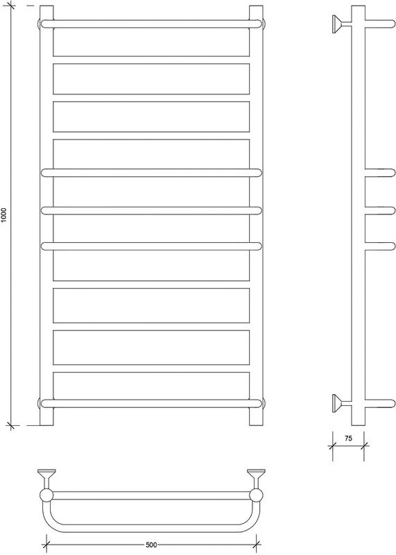 Полотенцесушитель водяной Secado Модена 2 100х50 100x55 см, хром, лесенка