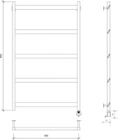 Полотенцесушитель электрический Secado Комано Grado 80х50 80x55 см, подключение справа, черный матовый, лесенка